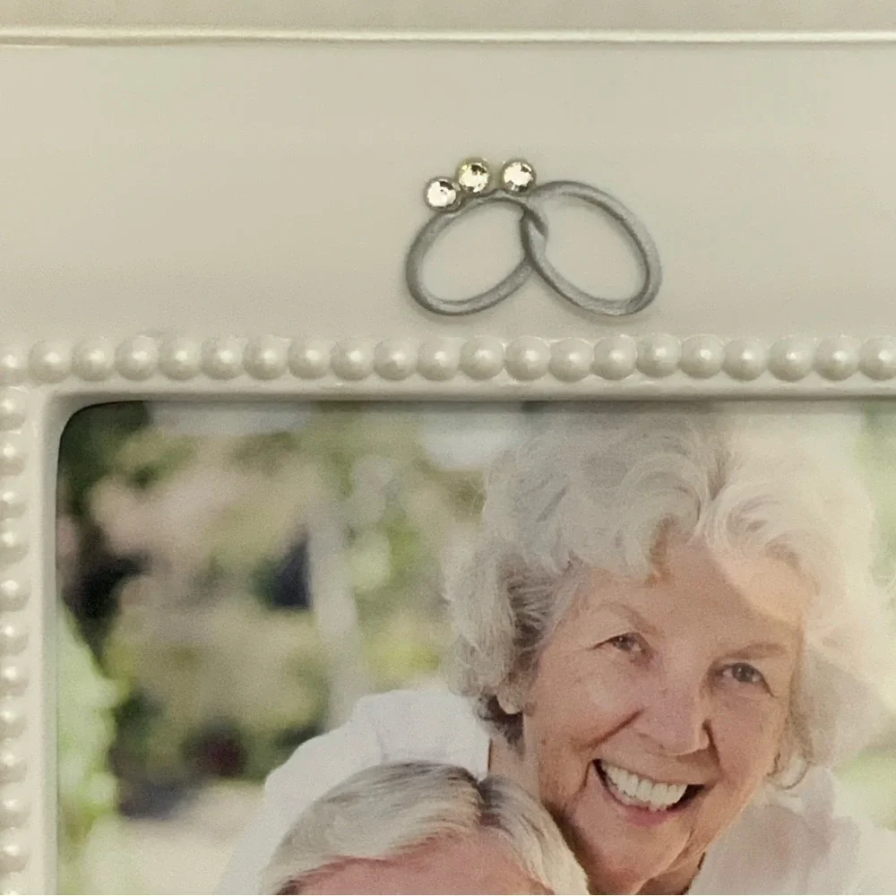 Wedding Photo Frame 40 Anniversary Porcelain White Bisque Freestanding 4x6 in